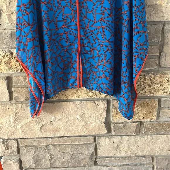 Miss Tina by Tina Knowles Blue & Orange Bat Wing Top Size XL - Picture 3 of 11